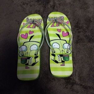 Green Invader Zim Gir Flip Flops